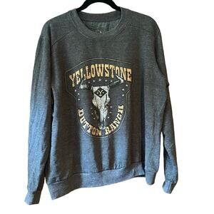Yellowstone Women's Dutton Ranch Graphic Crewneck Sweatshirt Gray Size L